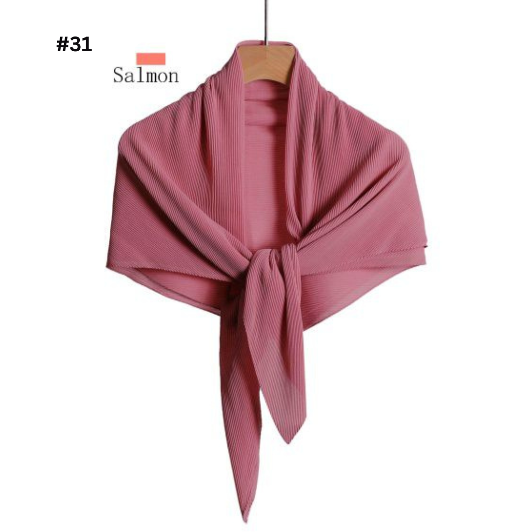 Pleated Plain Square Scarf 2.5 Muh, (100cm)