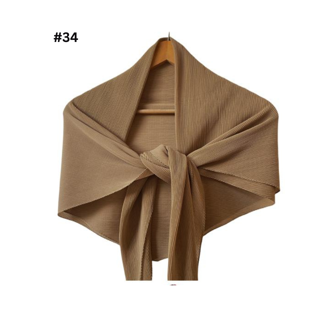 Pleated Plain Square Scarf 2.5 Muh, (100cm)