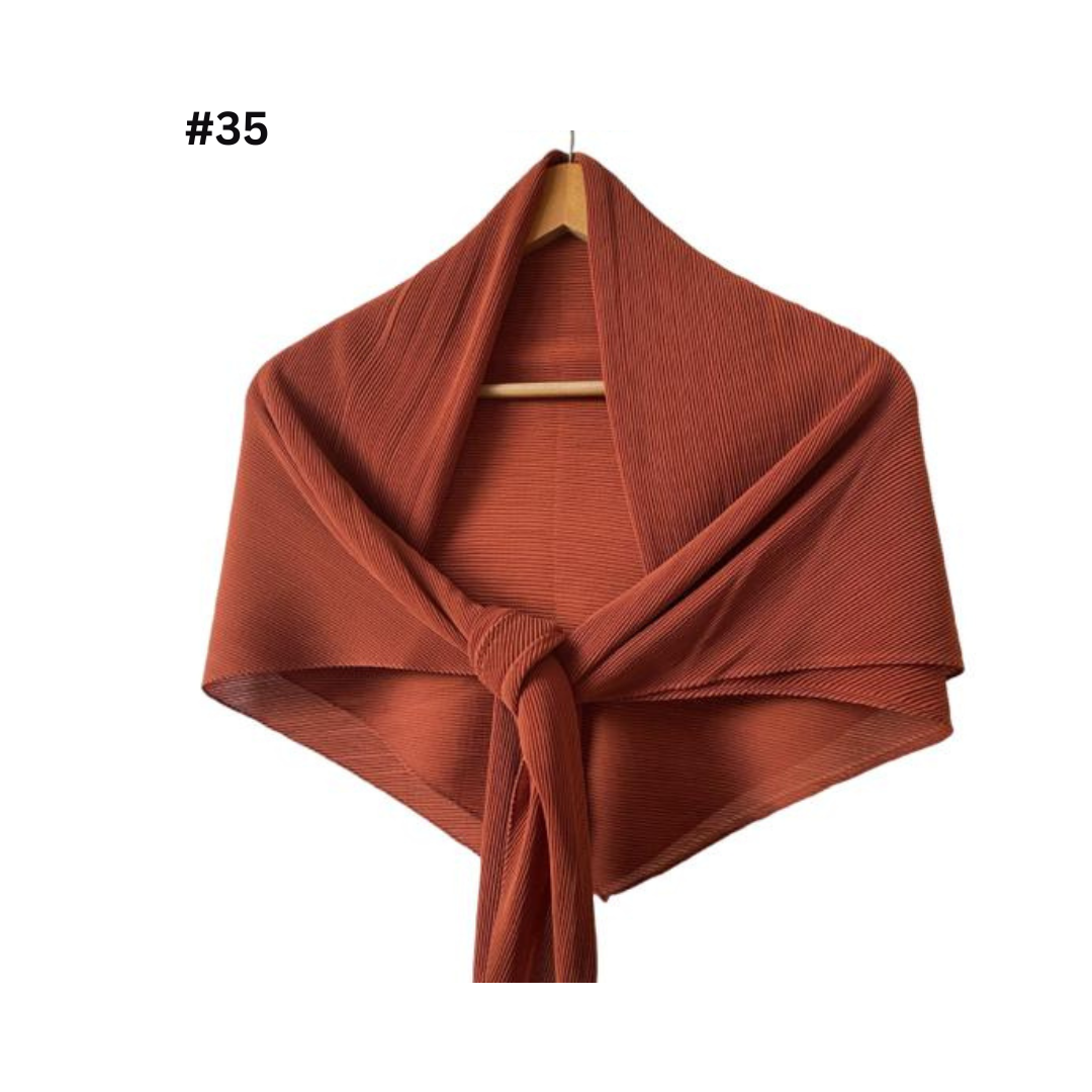 Pleated Plain Square Scarf 2.5 Muh, (100cm)