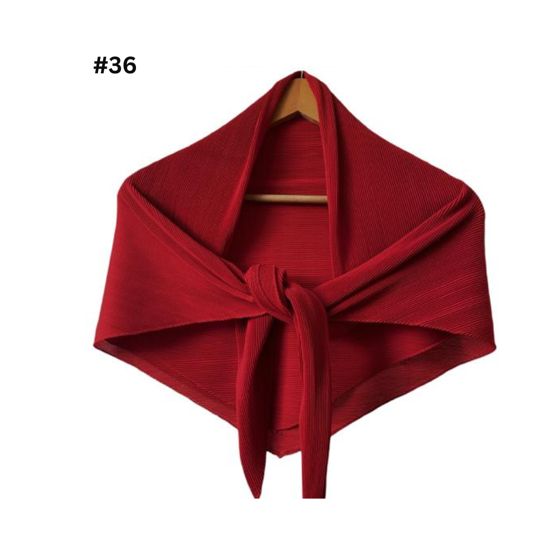 Pleated Plain Square Scarf 2.5 Muh, (100cm)