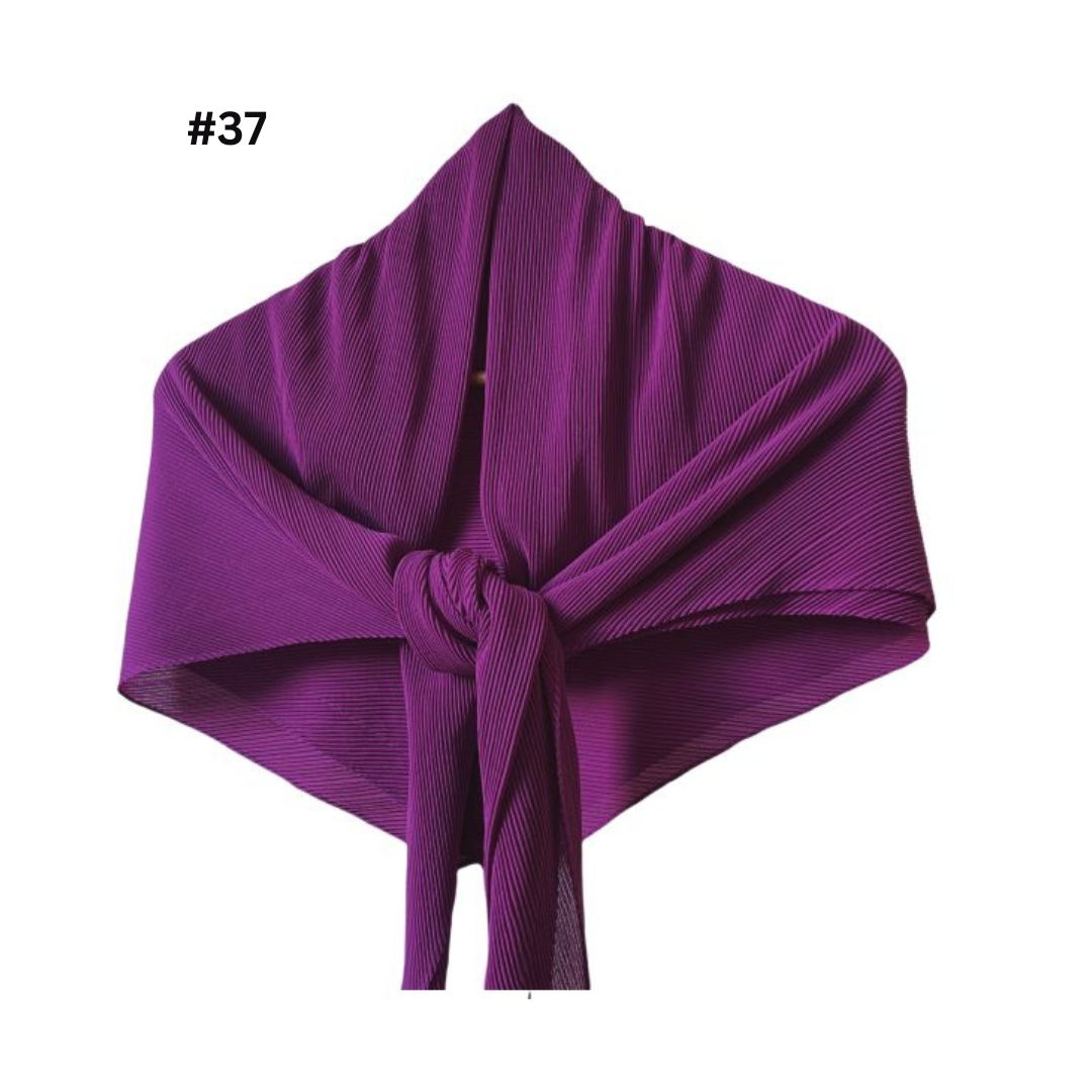 Pleated Plain Square Scarf 2.5 Muh, (100cm)