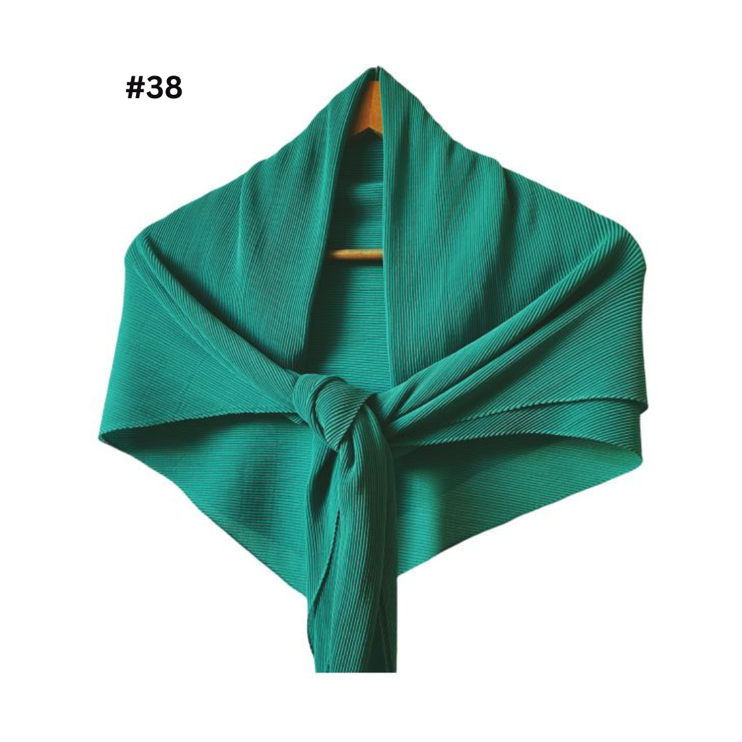 Pleated Plain Square Scarf 2.5 Muh, (100cm)