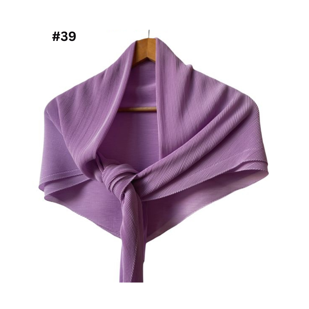 Pleated Plain Square Scarf 2.5 Muh, (100cm)