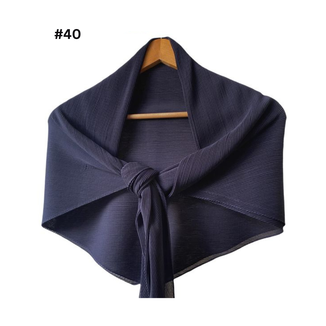 Pleated Plain Square Scarf 2.5 Muh, (100cm)