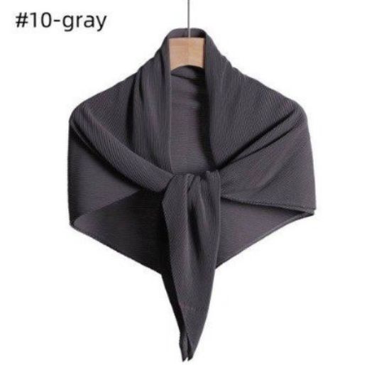 Chiffon Pleated Square Scarf Plain Color