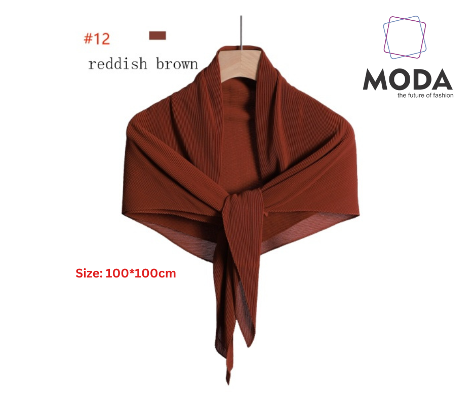 Pleated Plain Square Scarf 2.5 Muh, (100cm)