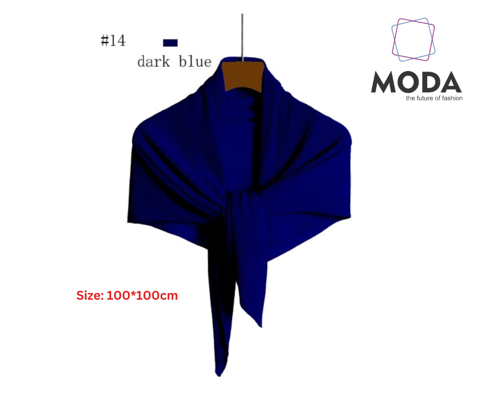 Pleated Plain Square Scarf 2.5 Muh, (100cm)