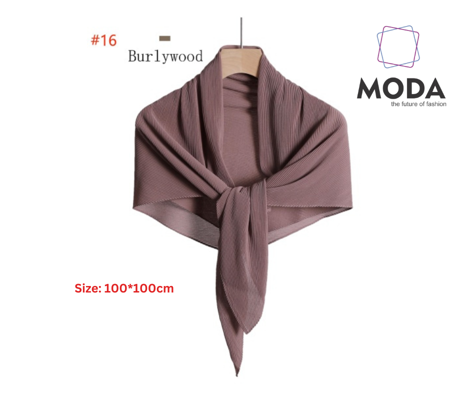 Pleated Plain Square Scarf 2.5 Muh, (100cm)