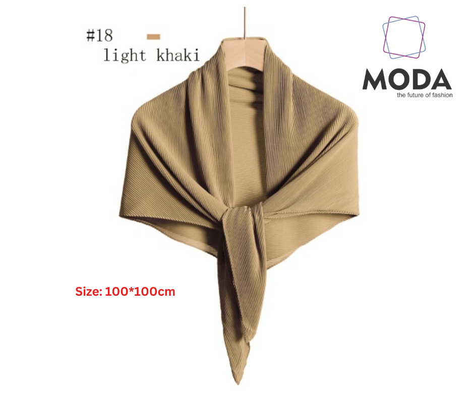 Pleated Plain Square Scarf 2.5 Muh, (100cm)