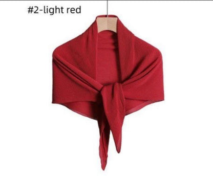 Chiffon Pleated Square Scarf Plain Color