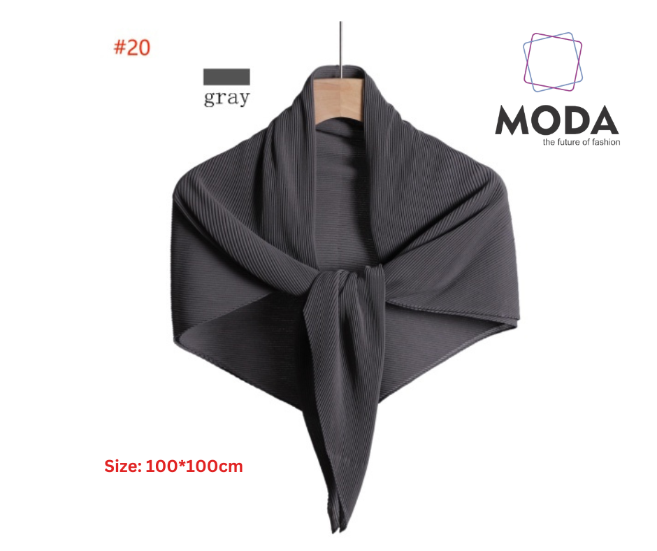 Pleated Plain Square Scarf 2.5 Muh, (100cm)