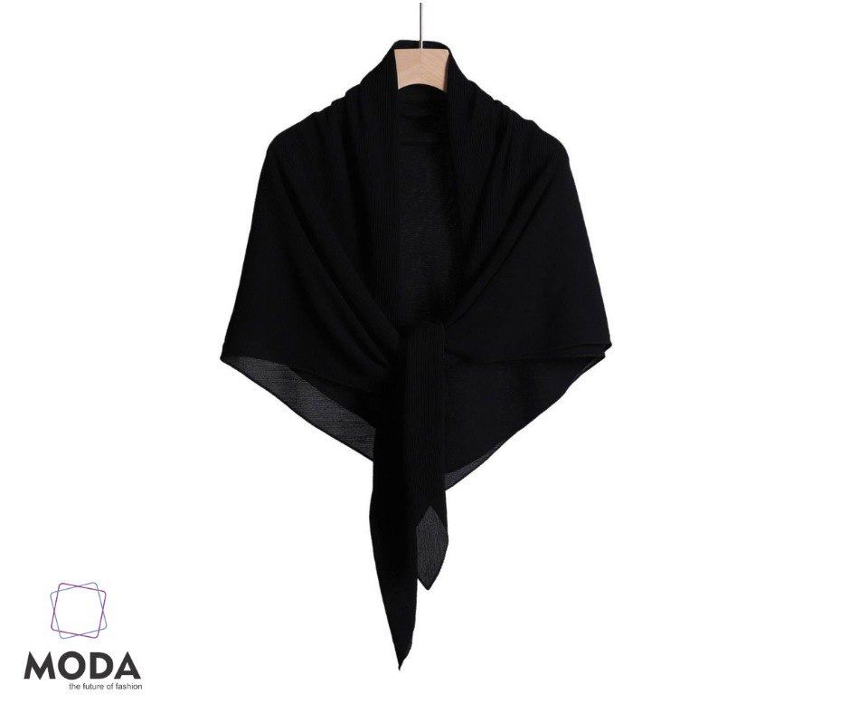 Chiffon Pleated Square Scarf Plain Color