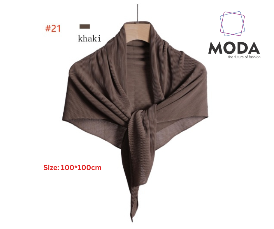 Pleated Plain Square Scarf 2.5 Muh, (100cm)