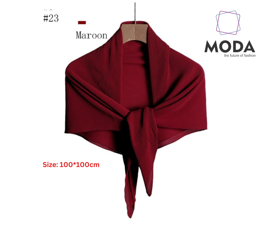 Pleated Plain Square Scarf 2.5 Muh, (100cm)