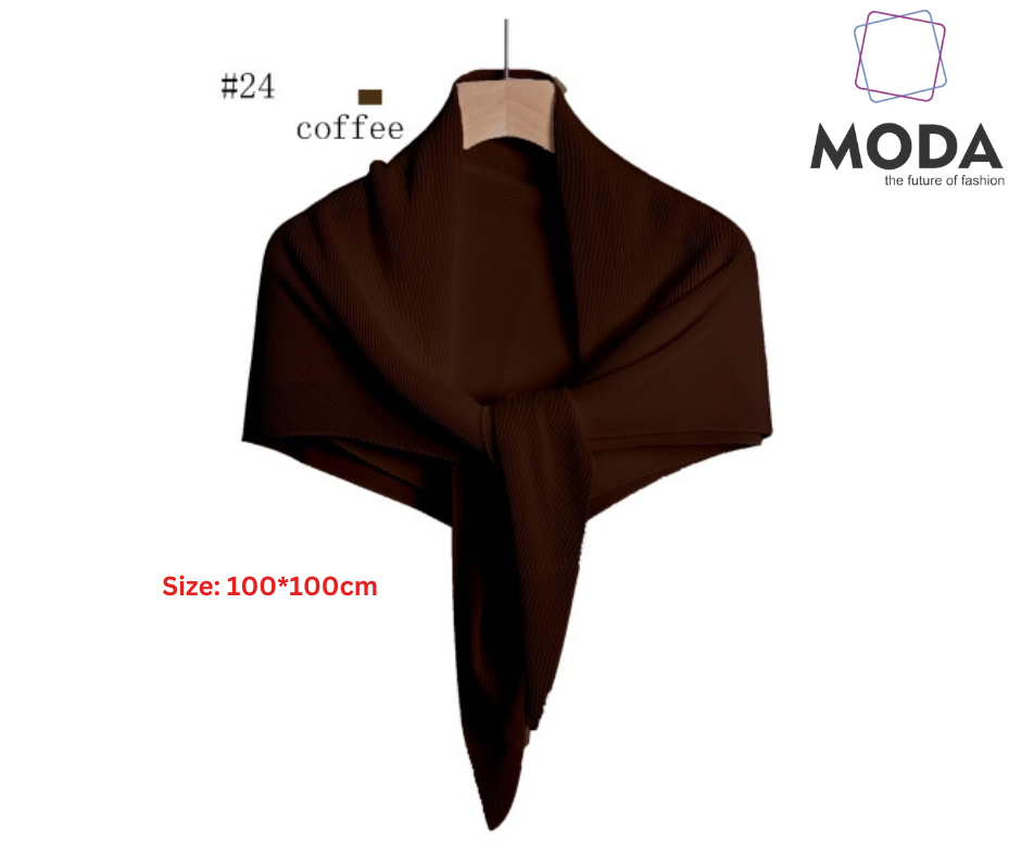 Pleated Plain Square Scarf 2.5 Muh, (100cm)