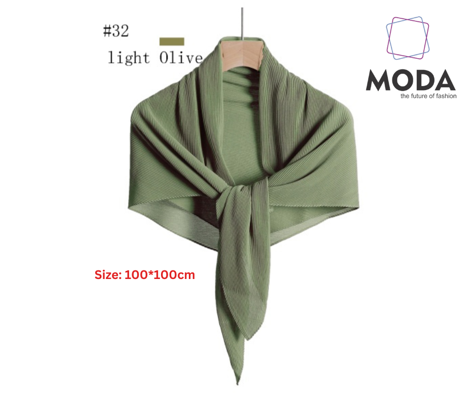 Pleated Plain Square Scarf 2.5 Muh, (100cm)