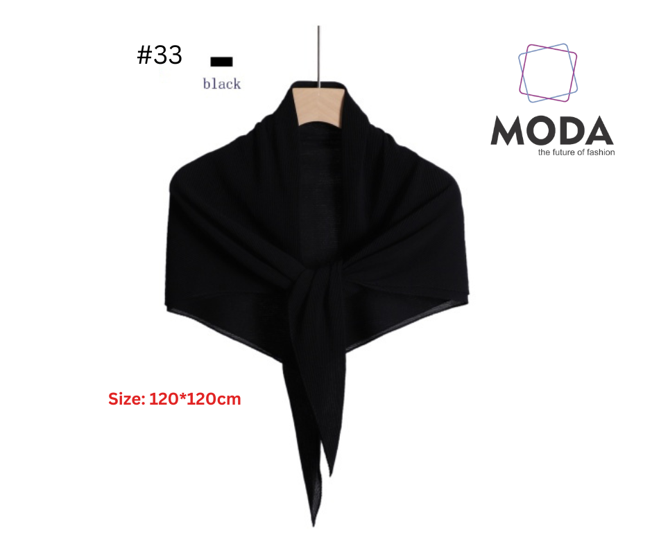 Pleated Plain Square Scarf 2.5 Muh, (100cm)