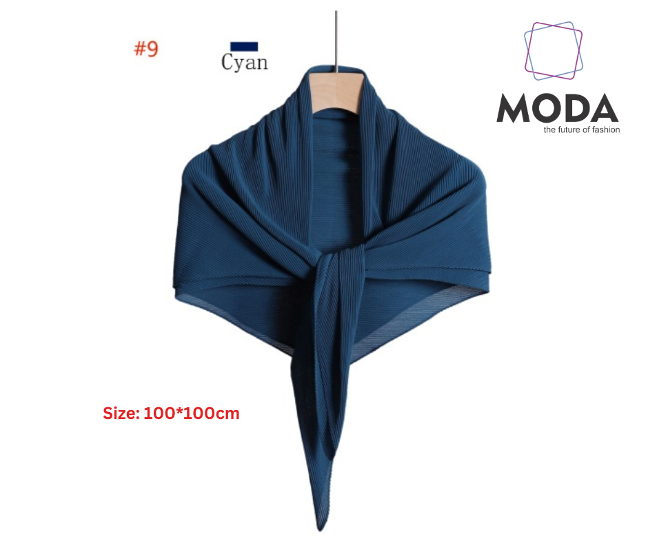 Pleated Plain Square Scarf 2.5 Muh, (100cm)